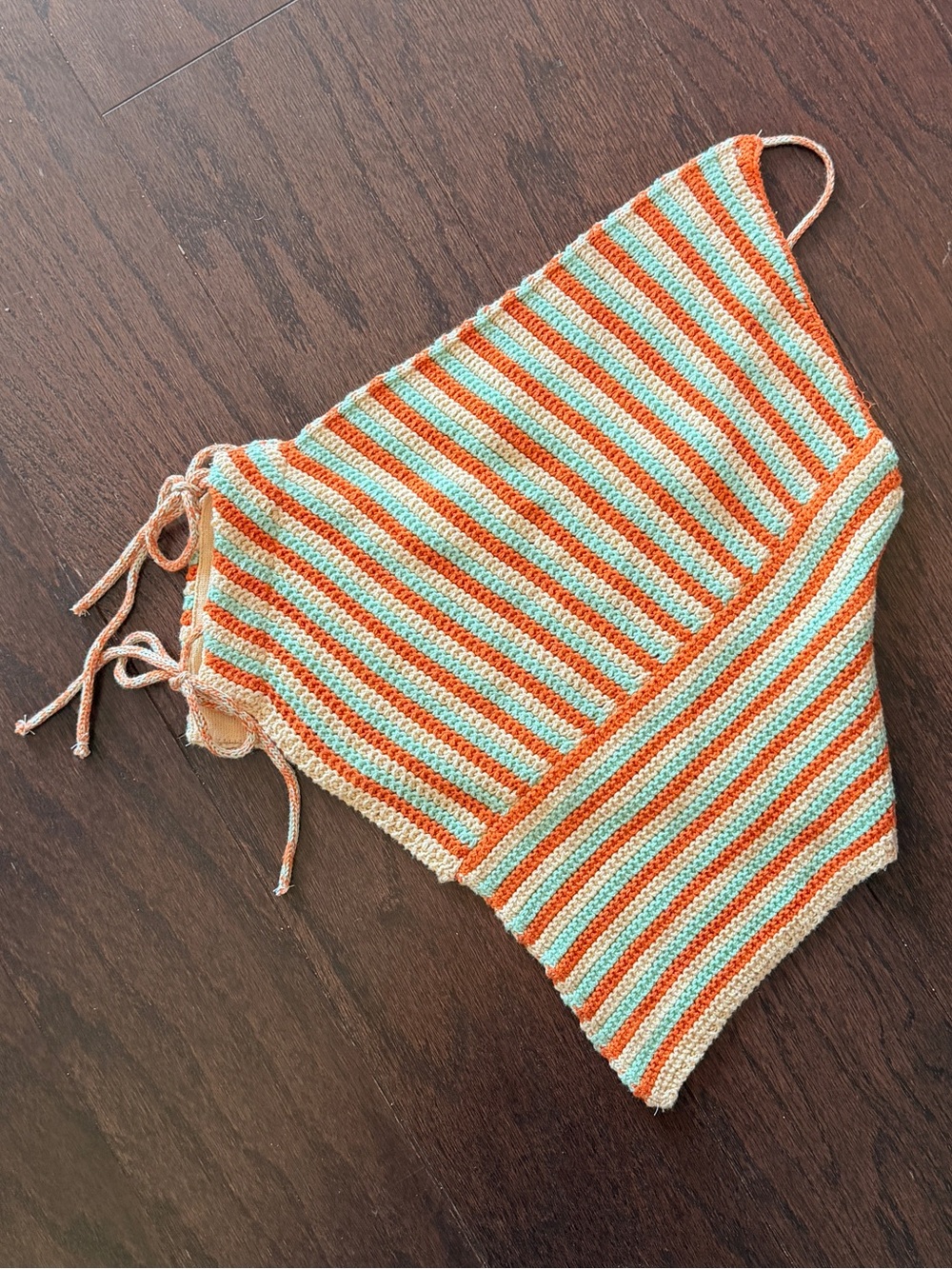 NWT Urban Outfitters Striped Crochet Handkerchief Halter Top Size M